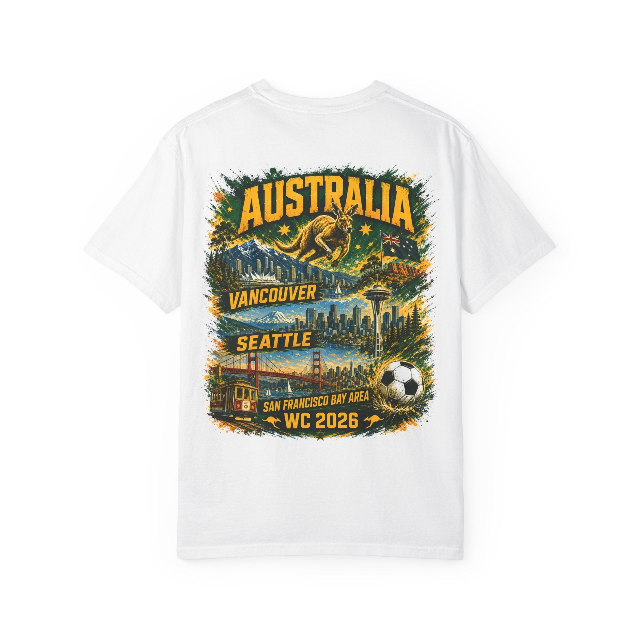 Australia WC 2026 Soccer T-Shirt — Kangaroo & Cities World Cup Tee