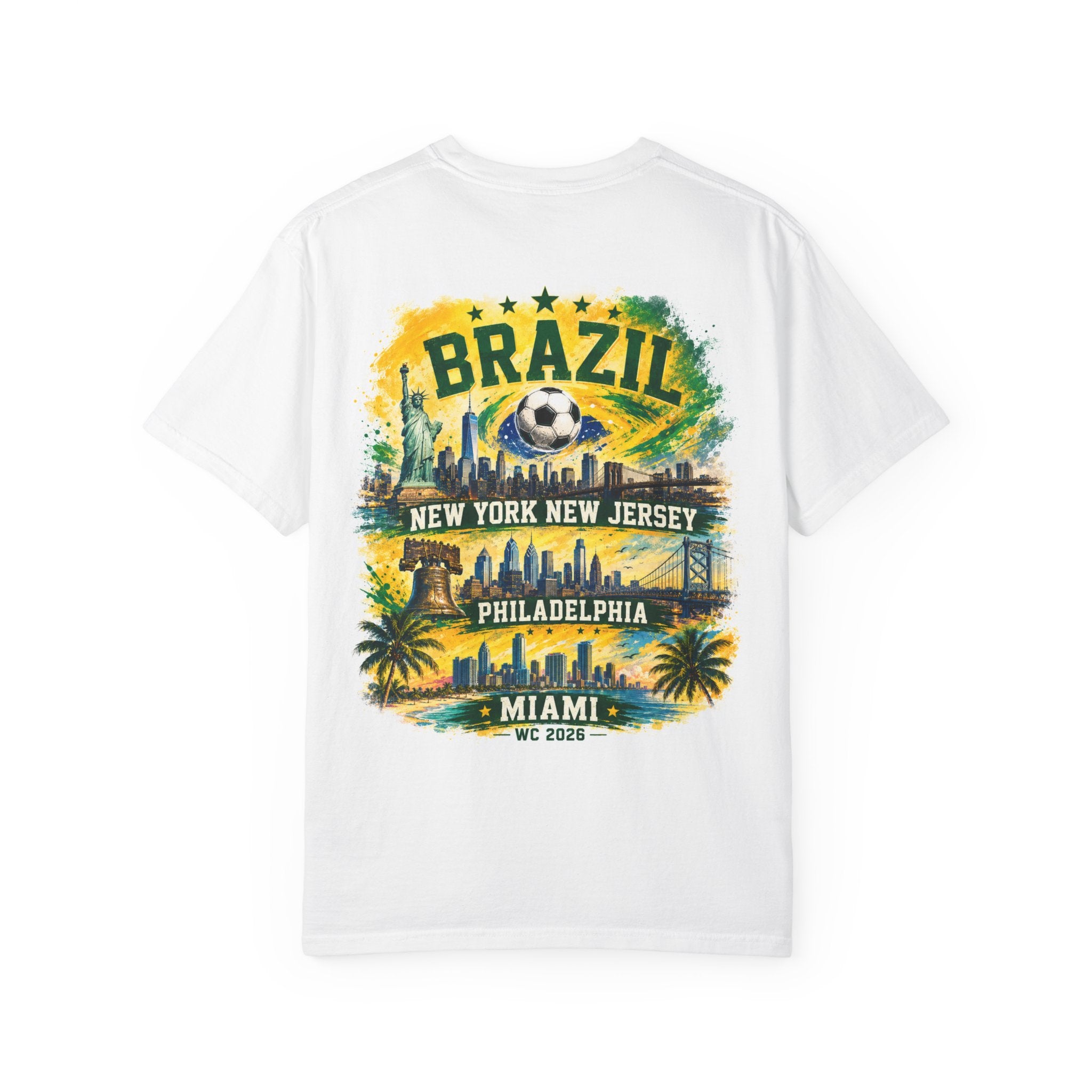 Brazil WC 2026 Soccer T-Shirt – World Cup Fan Tee with City Graphics (New York • Philadelphia • Miami)