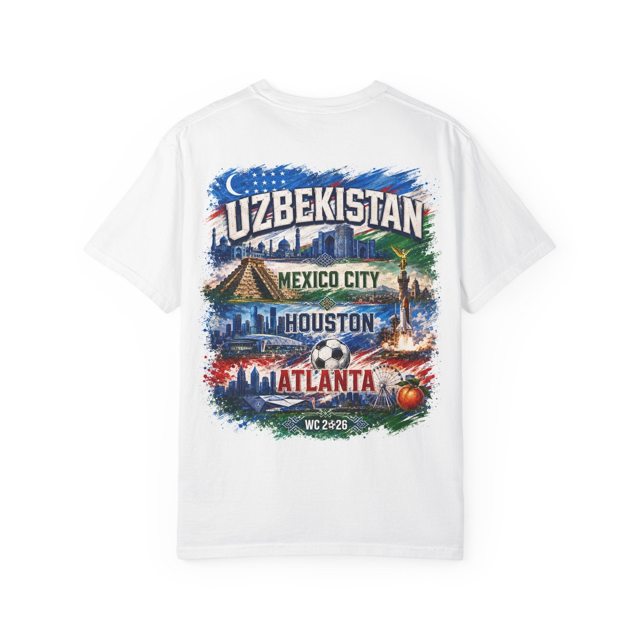 Uzbekistan WC 2026 Soccer T-Shirt — World Cup Fan Tee (Mexico City, Houston, Atlanta)
