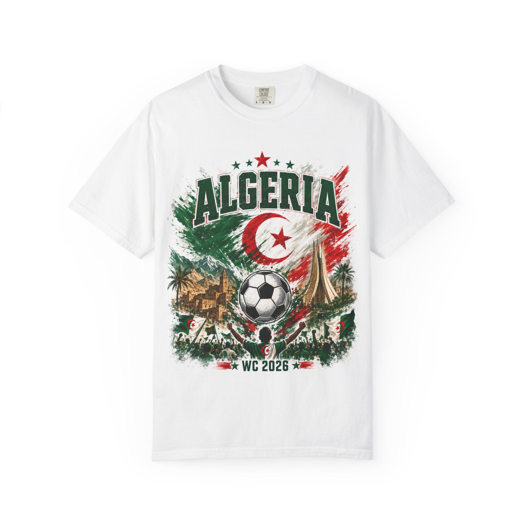 Algeria Soccer T-Shirt – WC 2026 Fan Tee with Flag, Football & City Landmarks