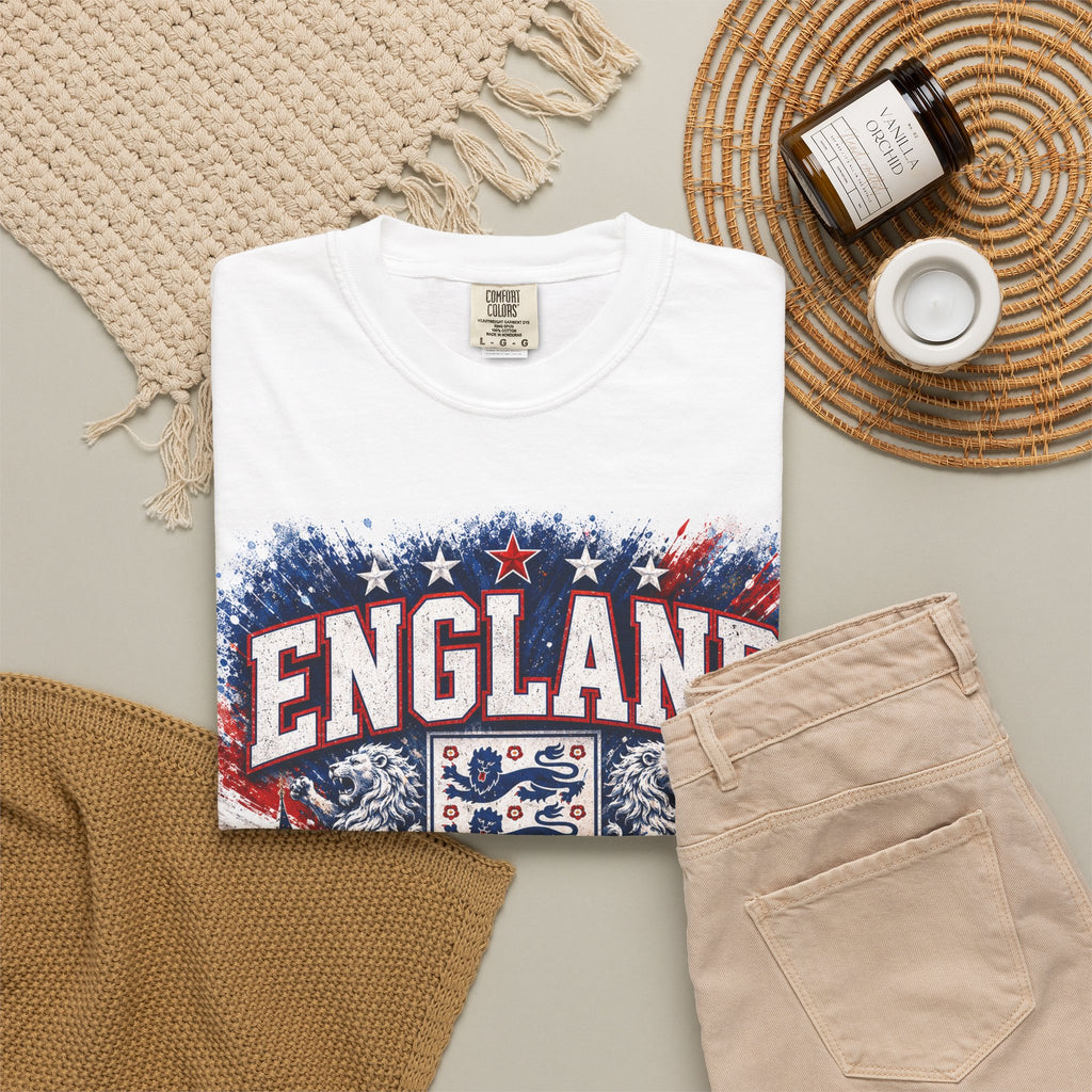 England World Cup 2026 T-Shirt — WC 2026 England Soccer Tee with Crest & Host Cities