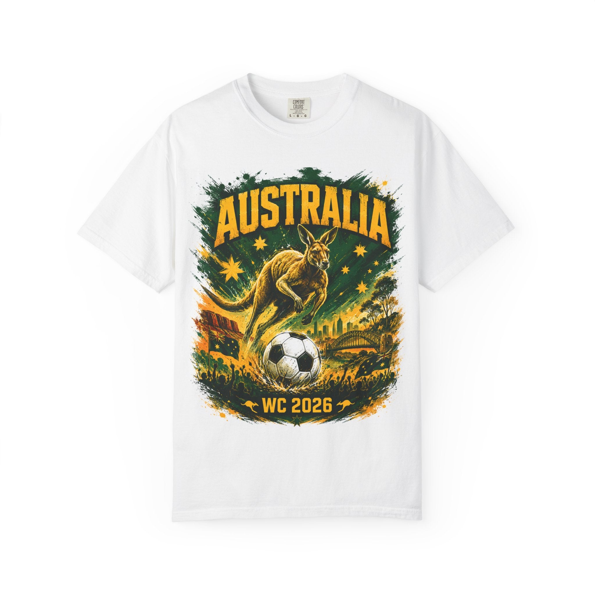 Australia WC 2026 Soccer T-Shirt — Kangaroo & Cities World Cup Tee