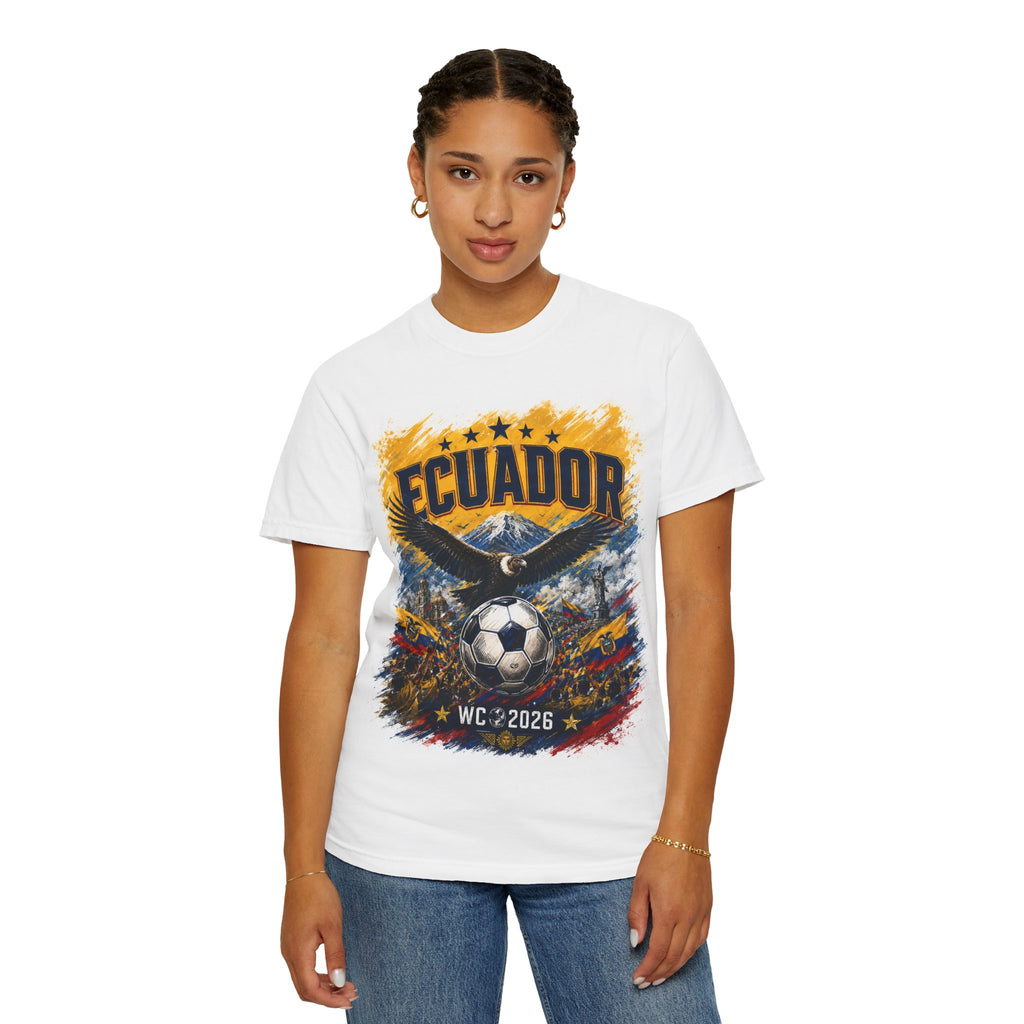 Ecuador WC 2026 Soccer T‑Shirt — Eagle, Mountain & City Tour Graphic