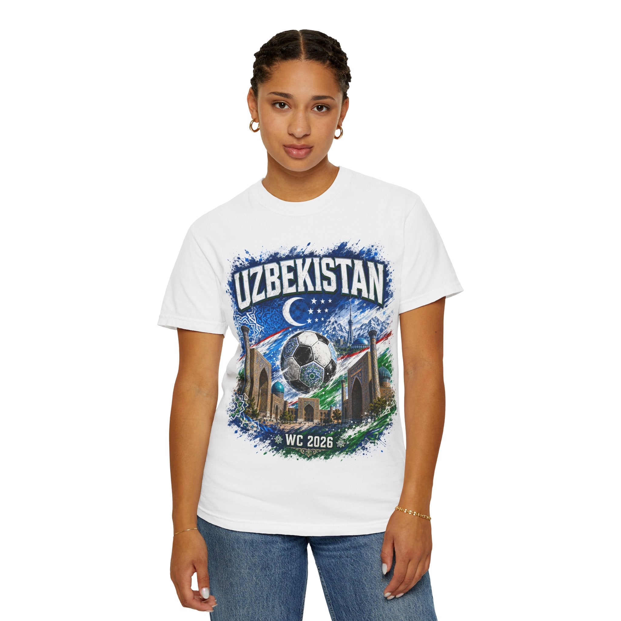 Uzbekistan WC 2026 Soccer T-Shirt — World Cup Fan Tee (Mexico City, Houston, Atlanta)