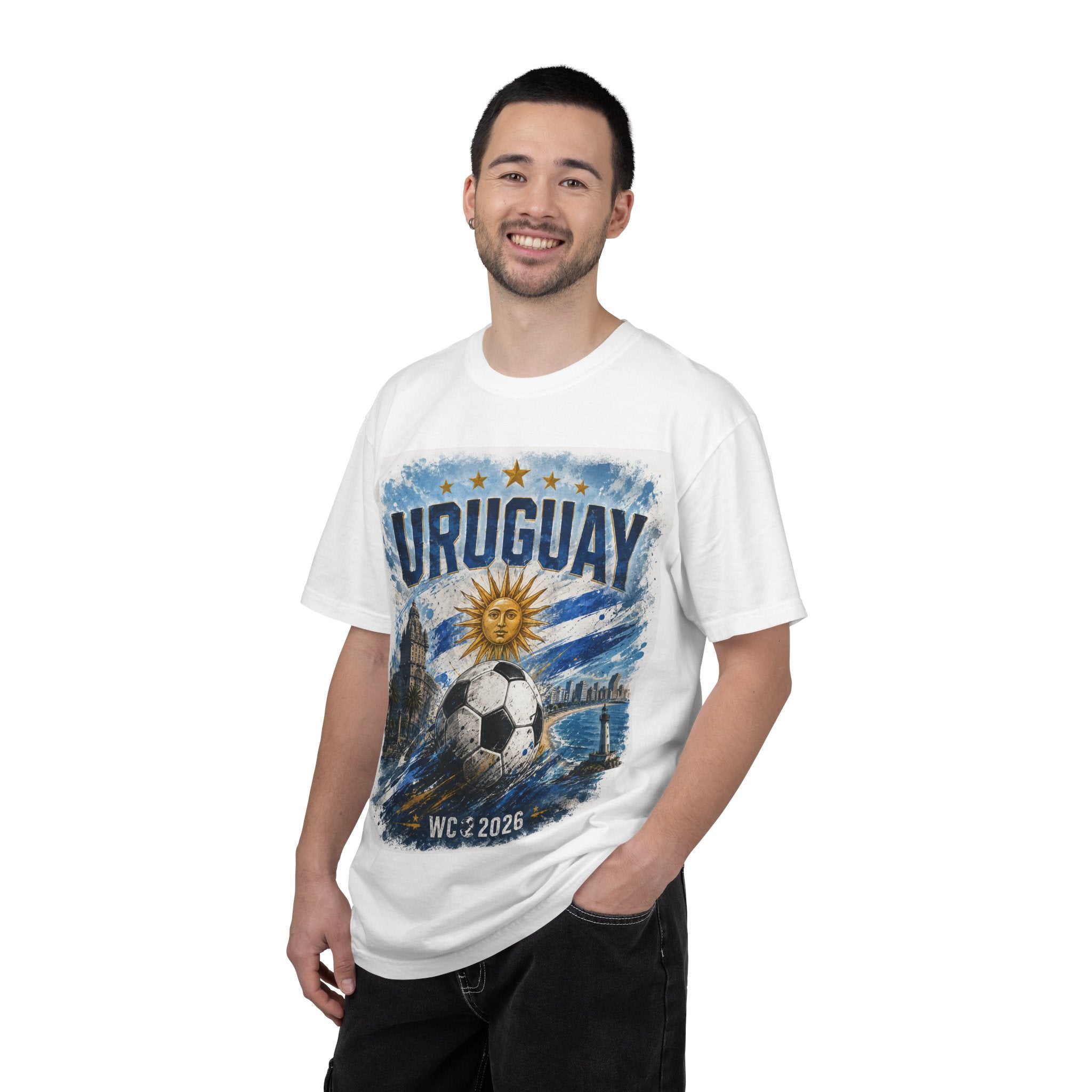 Uruguay Soccer T-Shirt – WC 2026 Retro Sun & Stadium Football Tee