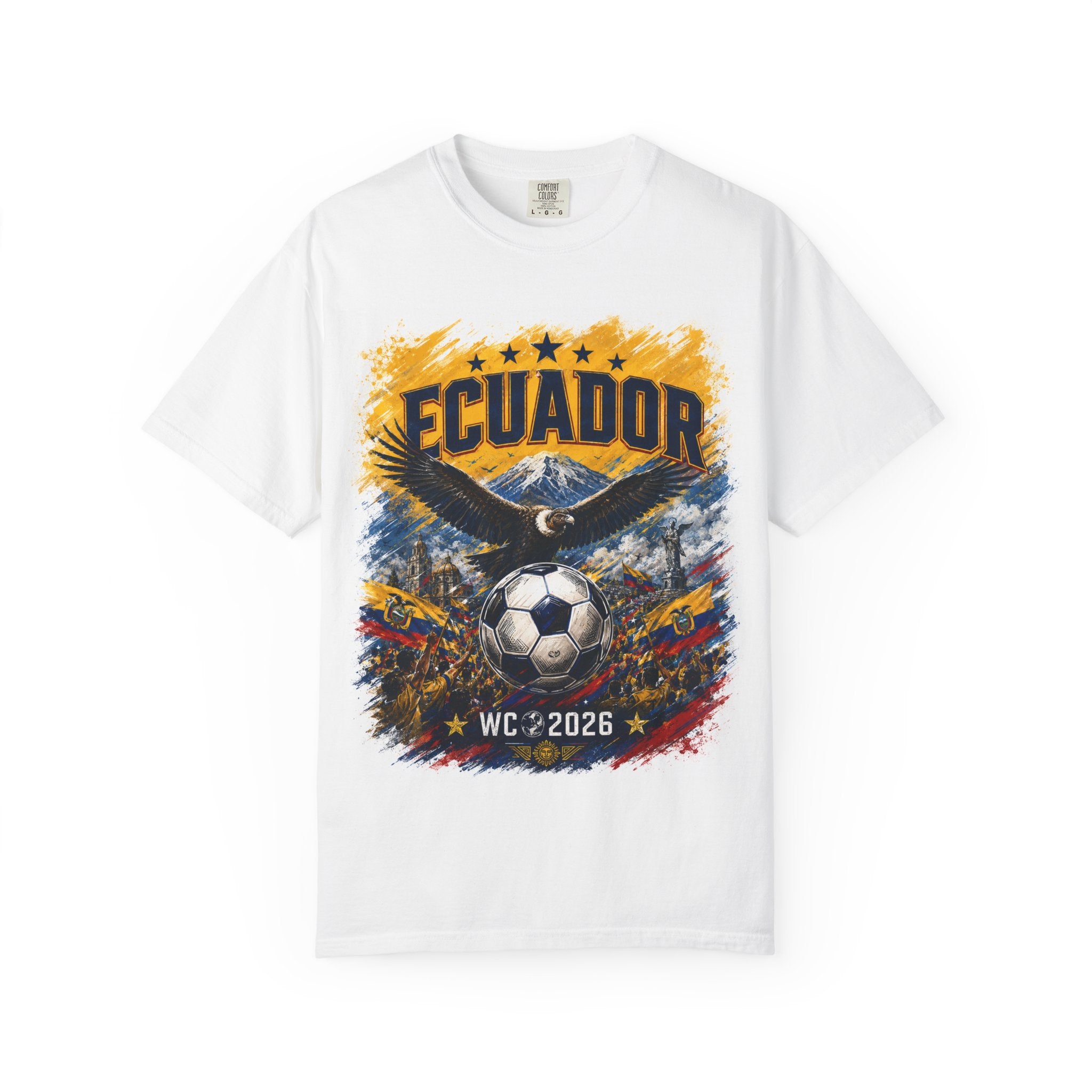 Ecuador WC 2026 Soccer T‑Shirt — Eagle, Mountain & City Tour Graphic