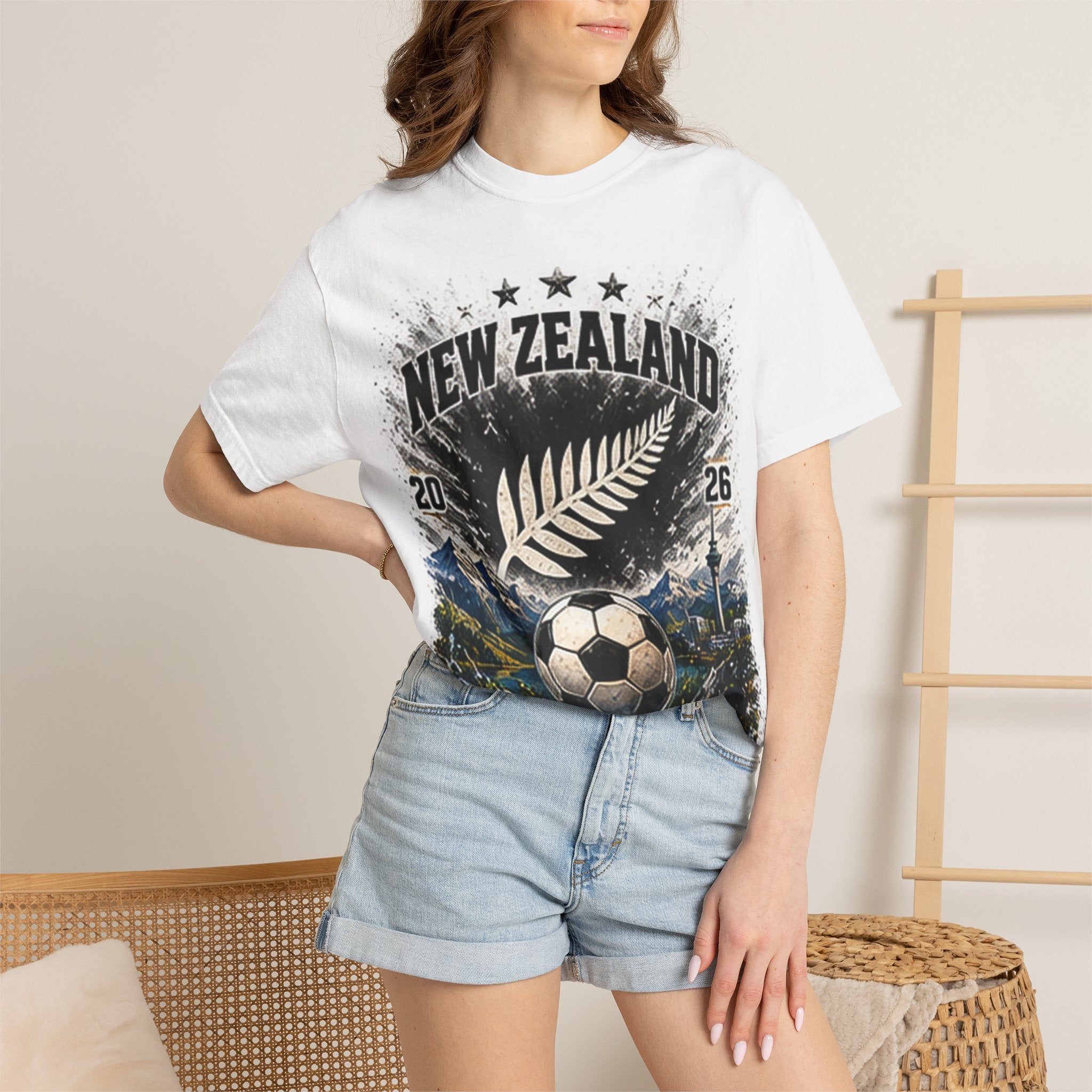 New Zealand WC 2026 Soccer T-Shirt — Fern & Stadium Graphic Tee