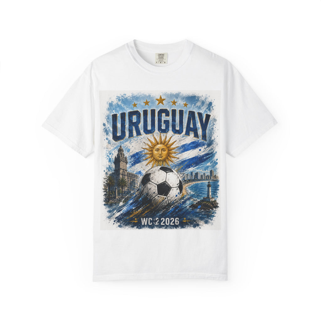 Uruguay Soccer T-Shirt – WC 2026 Retro Sun & Stadium Football Tee