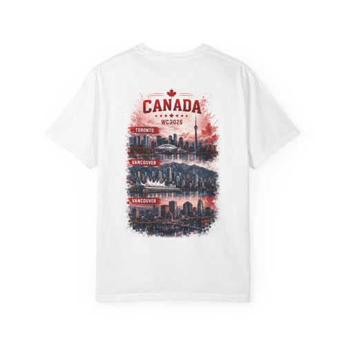 Canada Soccer World Cup 2026 T-Shirt — Canada Maple Leaf & City Skyline Tee