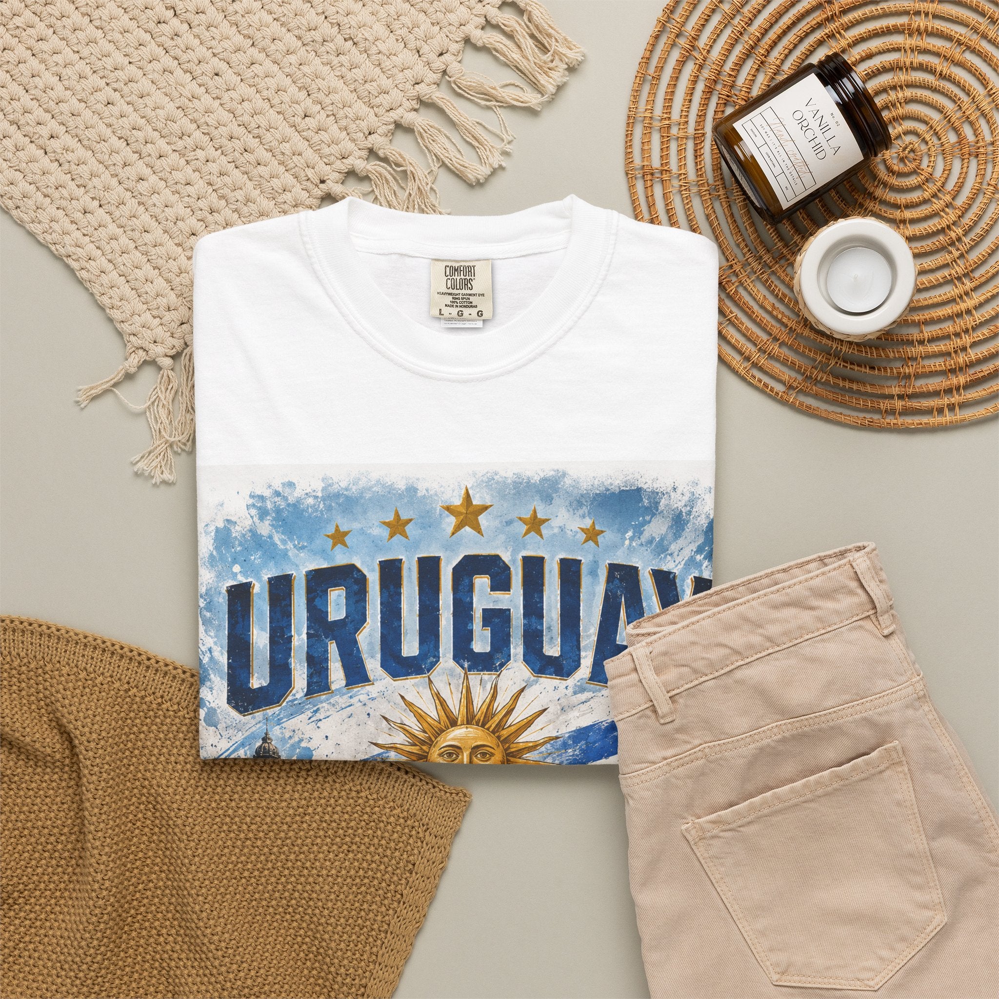 Uruguay Soccer T-Shirt – WC 2026 Retro Sun & Stadium Football Tee