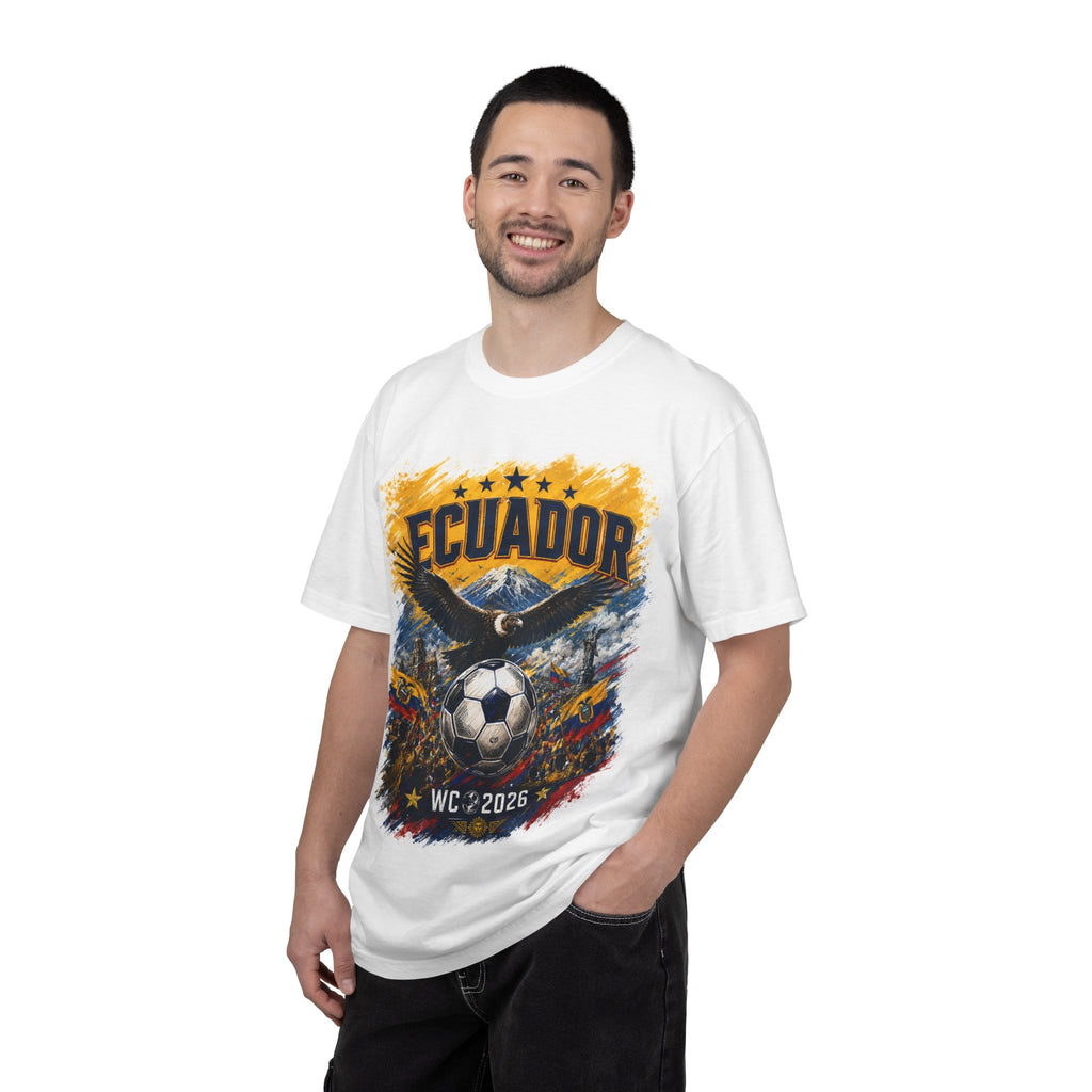 Ecuador WC 2026 Soccer T‑Shirt — Eagle, Mountain & City Tour Graphic