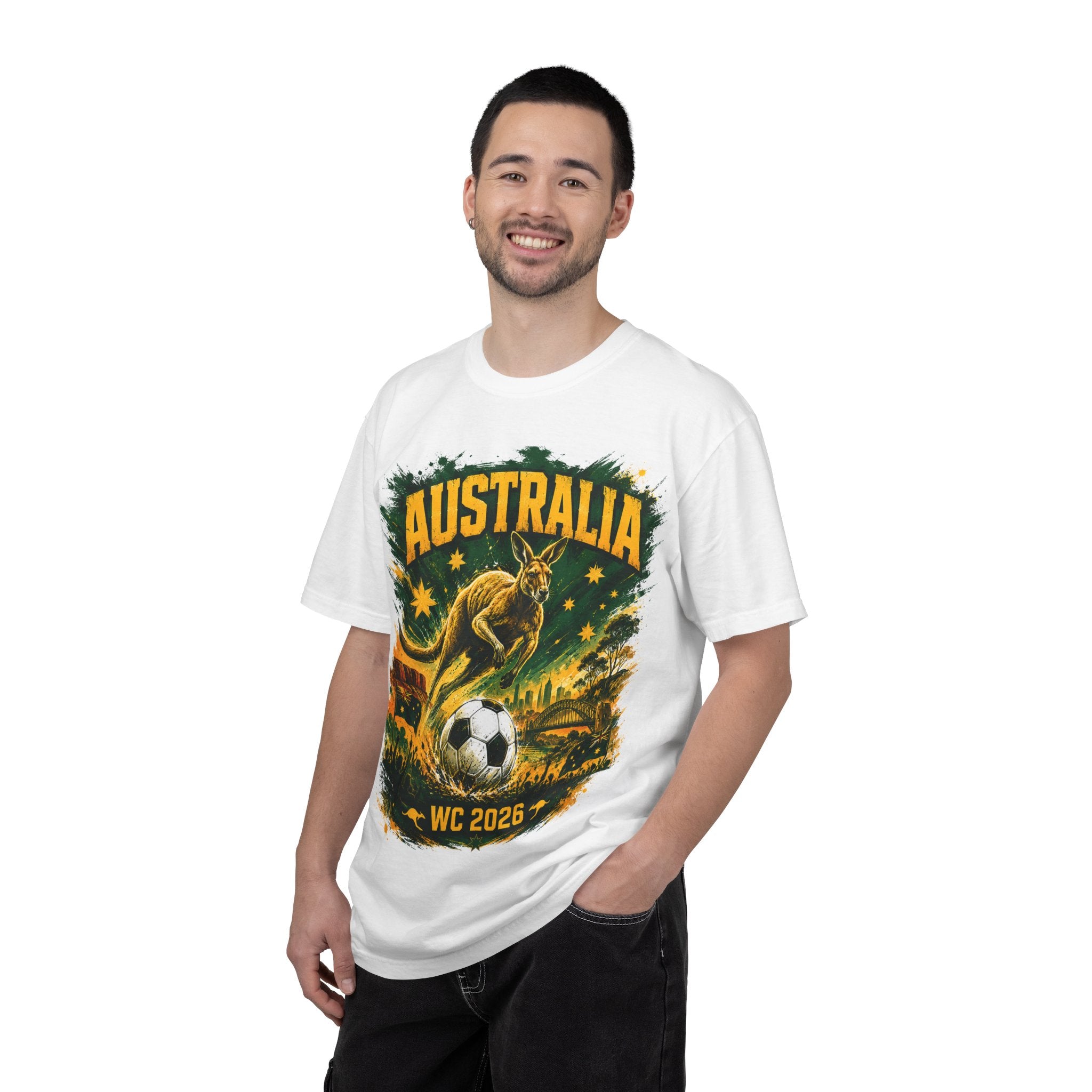 Australia WC 2026 Soccer T-Shirt — Kangaroo & Cities World Cup Tee