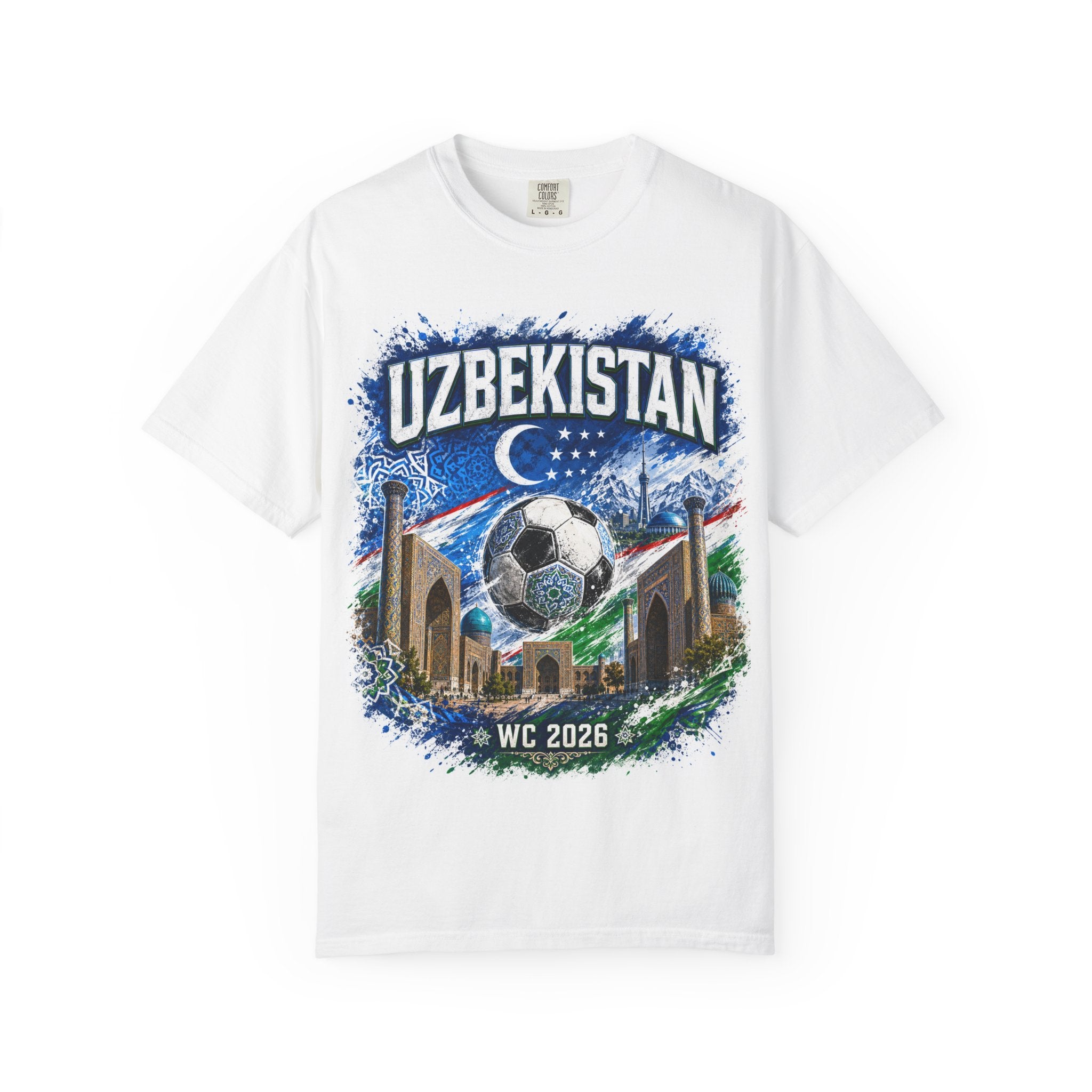 Uzbekistan WC 2026 Soccer T-Shirt — World Cup Fan Tee (Mexico City, Houston, Atlanta)