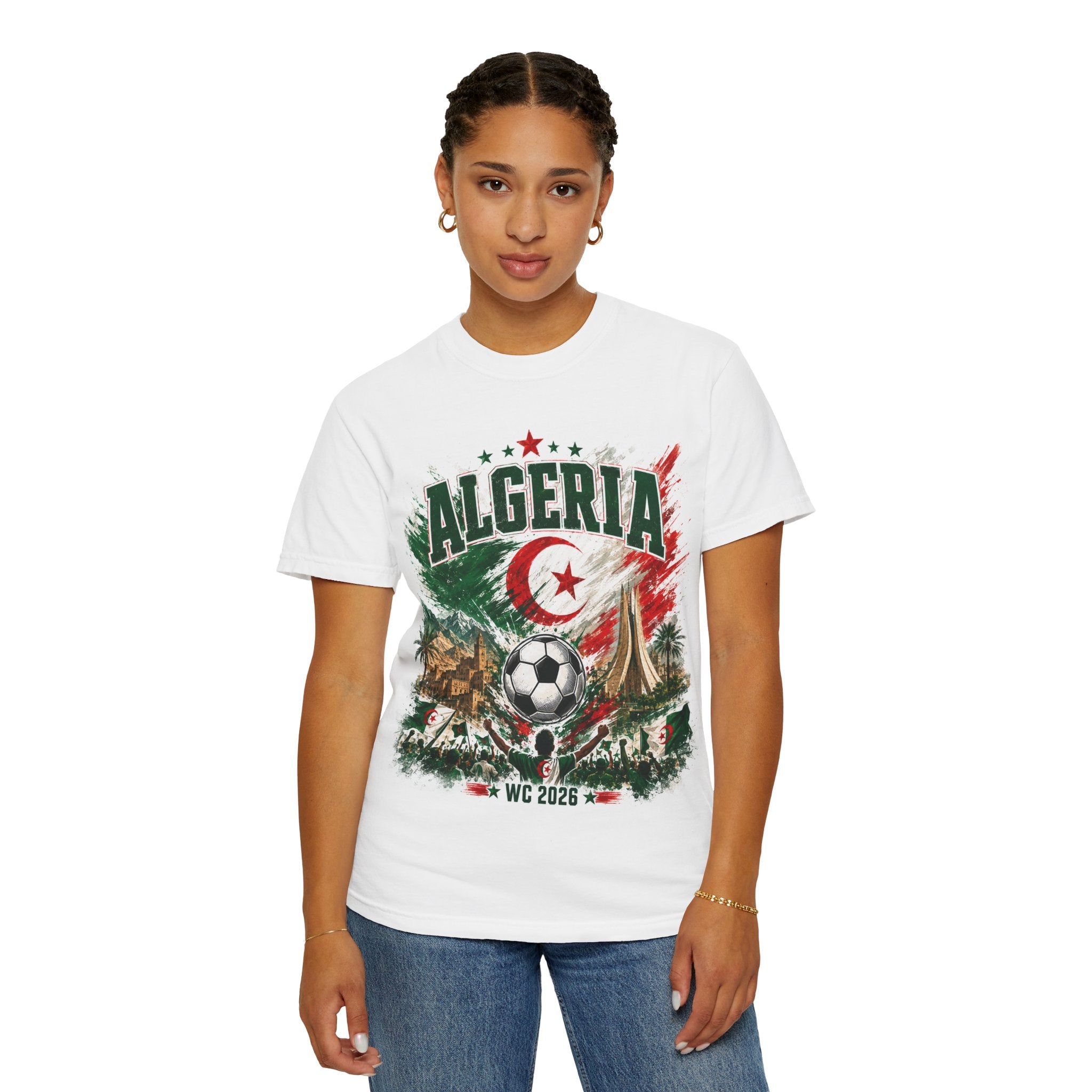 Algeria Soccer T-Shirt – WC 2026 Fan Tee with Flag, Football & City Landmarks